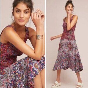 Anthropologie Maeve Violette colorful paisley floral dress Size 0 EUC